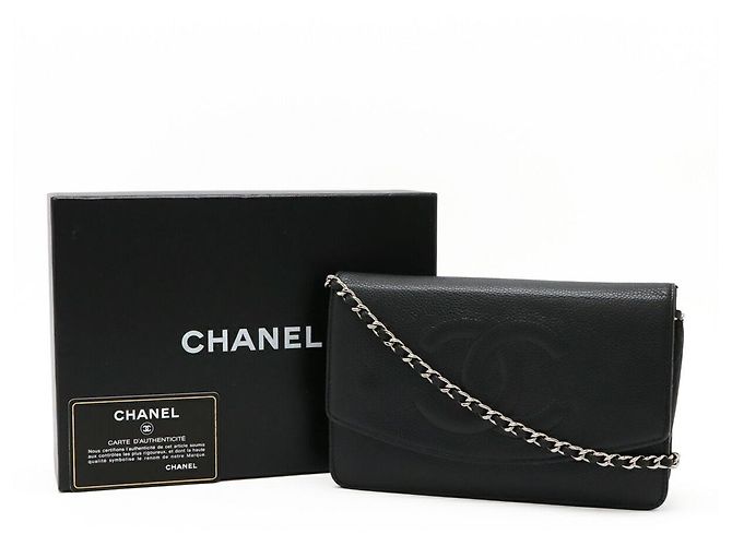 Borsa a tracolla in caviar Chanel con catena Nero - vista 8