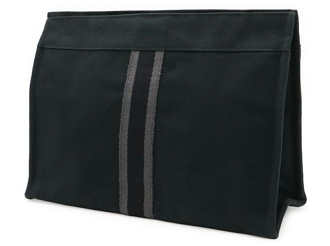 Clutch in tela e pelle Hermès Nero - vista 2