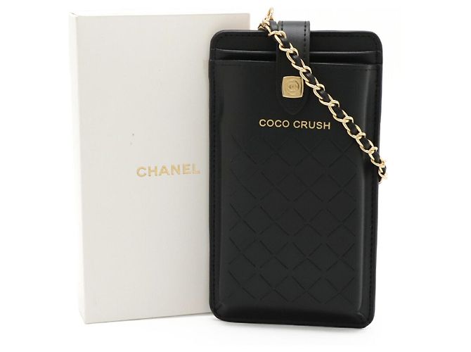 Capa de telefone em couro Chanel Coco Crush com alça cruzada Preto - vista 8