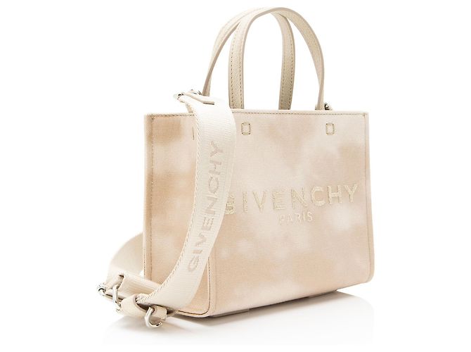 Borsa tote mini G in tela Givenchy Marrone Beige - vista 2