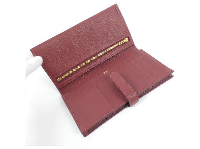 Cartera Larga Soufflet de Cabra Béarn de Hermès Castaño - vista 8