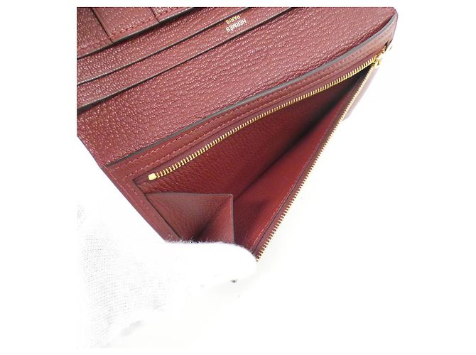 Cartera Larga Soufflet de Cabra Béarn de Hermès Castaño - vista 9
