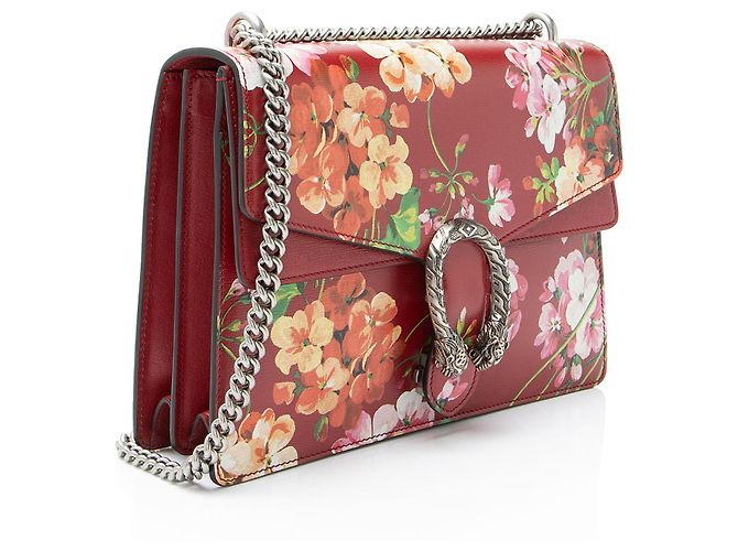 Borsa a Spalla Grande Dionysus in Pelle Gucci Blooms Rosso - vista 2