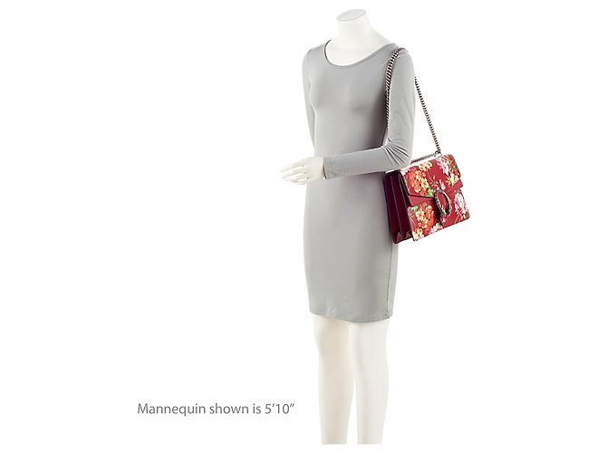 Borsa a Spalla Grande Dionysus in Pelle Gucci Blooms Rosso - vista 5