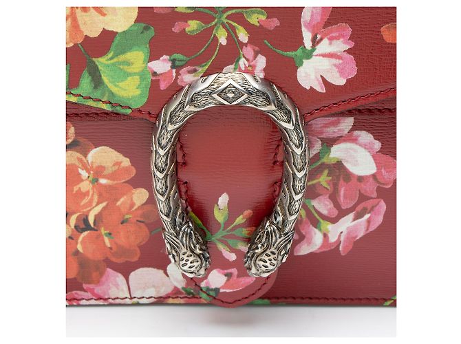 Borsa a Spalla Grande Dionysus in Pelle Gucci Blooms Rosso - vista 9