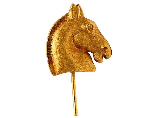Spilla Testa di Cavallo Hermès D'oro Metallico - vista 4