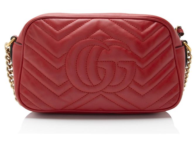 Borsa a tracolla Gucci Matelassé in pelle GG Marmont piccola Rosso - vista 3