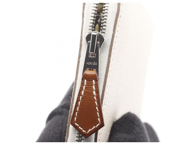 Portafoglio rotondo compatto Azap Silk'in di Hermès Bianco - vista 7