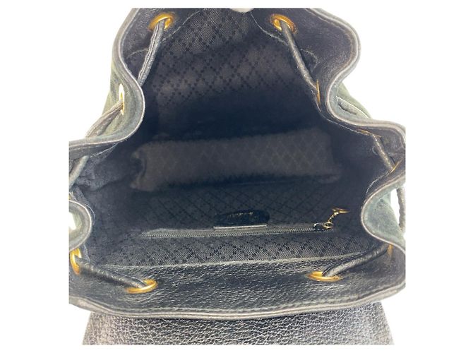 Zaino in suede Gucci Bamboo Nero Oro - vista 8