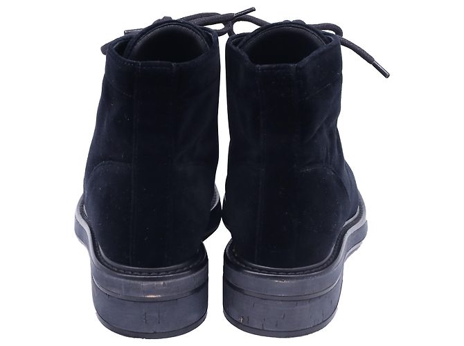 Timeless Botas de combate de terciopelo negro con logo CC entrelazado de Chanel - vista 5
