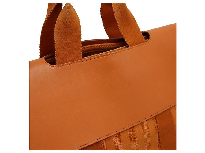 Hermès Valparaiso MM Canvas-Leder Tote Orange - Ansicht 4