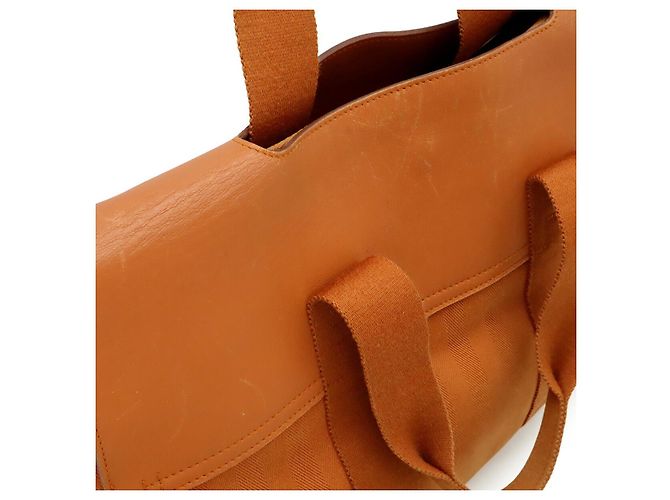 Hermès Valparaiso MM Canvas-Leder Tote Orange - Ansicht 6