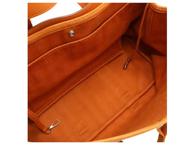 Hermès Valparaiso MM Canvas-Leder Tote Orange - Ansicht 8
