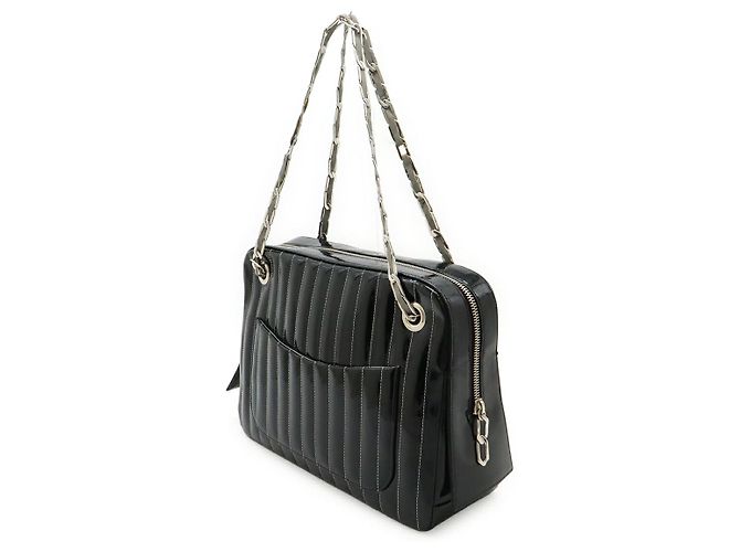 Chanel Leder Schultertasche mit Kette Schwarz - Ansicht 2