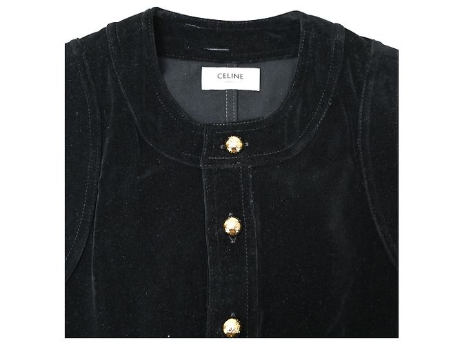 Céline Abito Mini Bottone Celine in Velluto Nero - vista 5