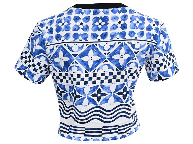 Twist Camiseta de cuello redondo en algodón azul con estampado Monogram Louis Vuitton - vista 3