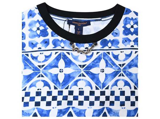 Twist Camiseta de cuello redondo en algodón azul con estampado Monogram Louis Vuitton - vista 5