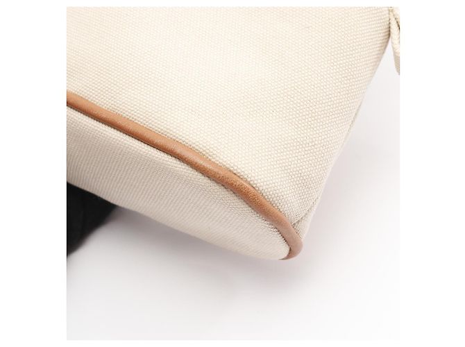 Hermès Pochette Bolide 20 in Tela e Pelle Hermes Marrone Beige - vista 4