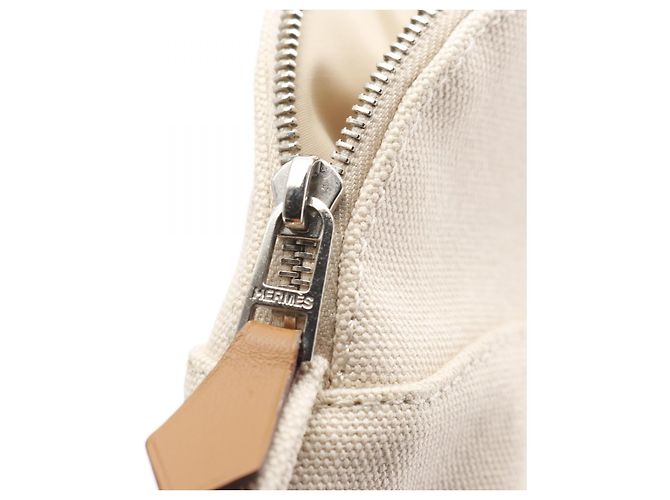 Hermès Pochette Bolide 20 in Tela e Pelle Hermes Marrone Beige - vista 6