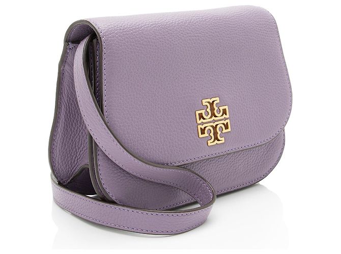 Borsa a tracolla piccola in pelle Britten Saddle di Tory Burch Porpora - vista 2