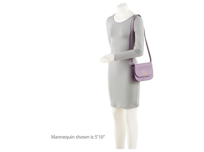 Borsa a tracolla piccola in pelle Britten Saddle di Tory Burch Porpora - vista 5