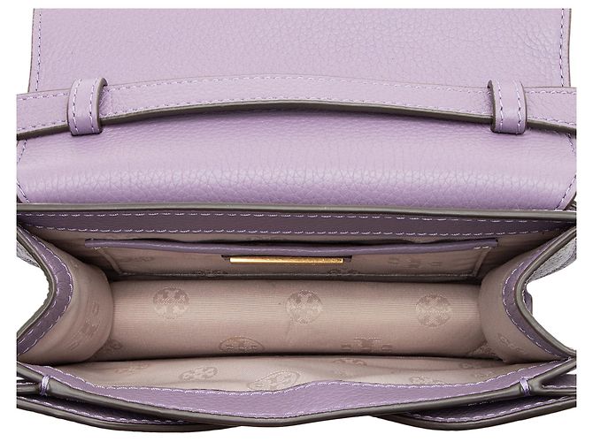 Borsa a tracolla piccola in pelle Britten Saddle di Tory Burch Porpora - vista 6