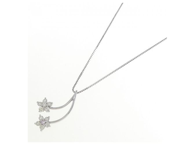 Autre Marque Collana in oro bianco Au750 con diamante rosa Argento - vista 2