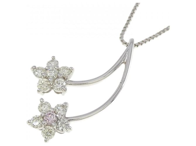 Autre Marque Collana in oro bianco Au750 con diamante rosa Argento - vista 3