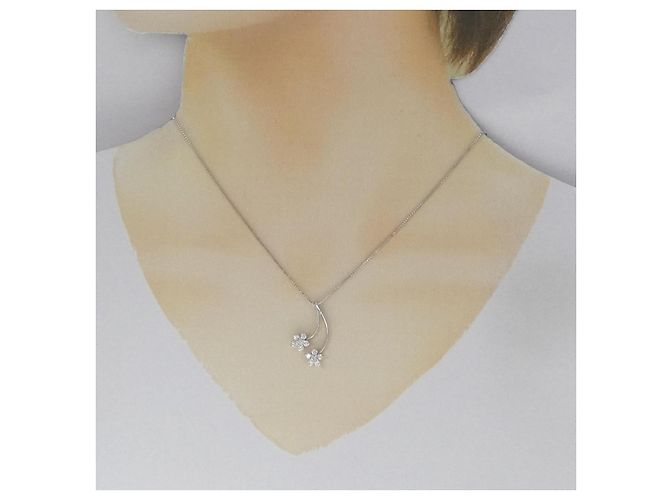 Autre Marque Collana in oro bianco Au750 con diamante rosa Argento - vista 6
