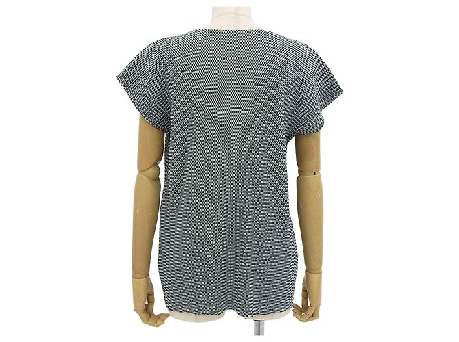 Issey Miyake Kurzarm-T-Shirt mit Karomuster PLEATS PLEASE Schwarz Weiß - Ansicht 2