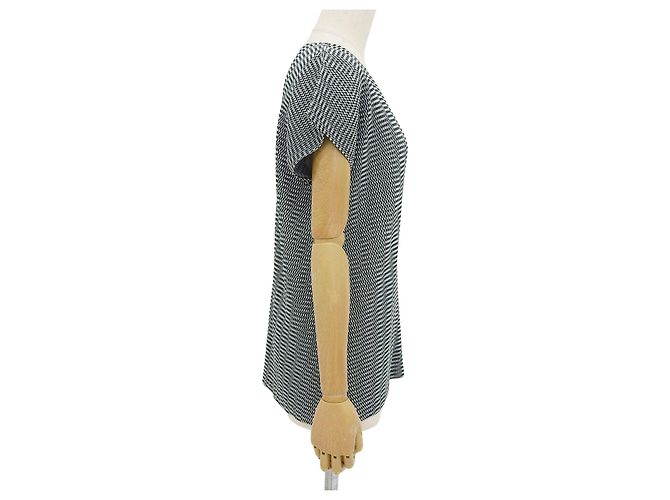 Issey Miyake Kurzarm-T-Shirt mit Karomuster PLEATS PLEASE Schwarz Weiß - Ansicht 3