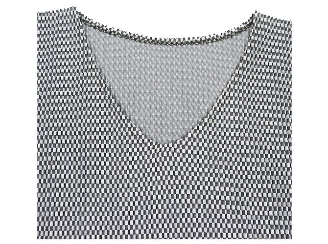 Issey Miyake Kurzarm-T-Shirt mit Karomuster PLEATS PLEASE Schwarz Weiß - Ansicht 4