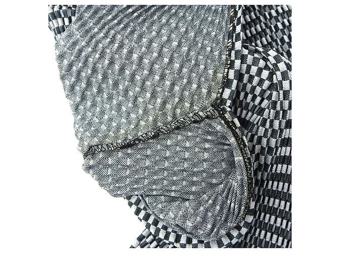 Issey Miyake Kurzarm-T-Shirt mit Karomuster PLEATS PLEASE Schwarz Weiß - Ansicht 9