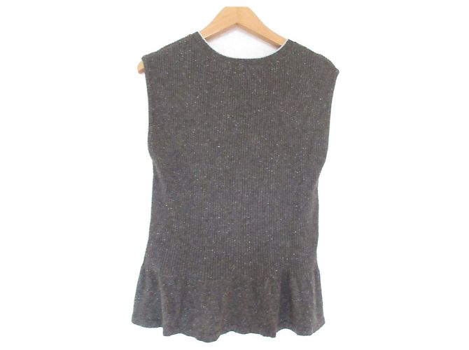 Autre Marque MACPHEE Peplum Seidenstrickpullover Braun - Ansicht 2