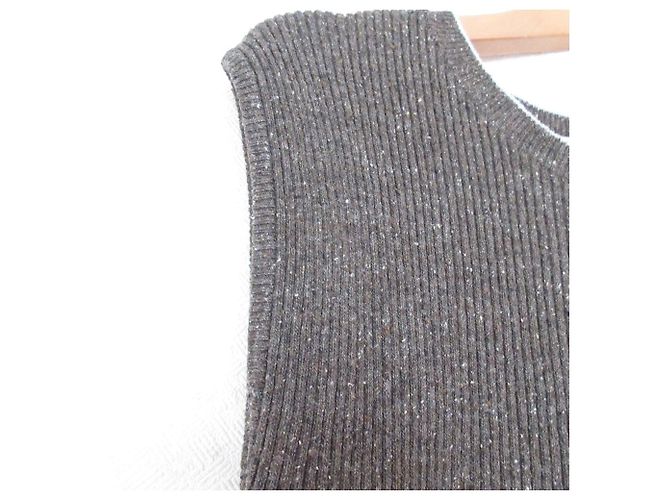 Autre Marque MACPHEE Peplum Seidenstrickpullover Braun - Ansicht 4