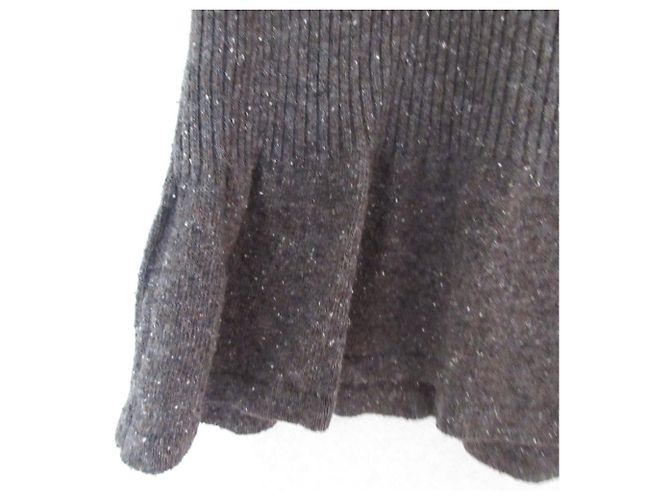 Autre Marque MACPHEE Peplum Seidenstrickpullover Braun - Ansicht 5