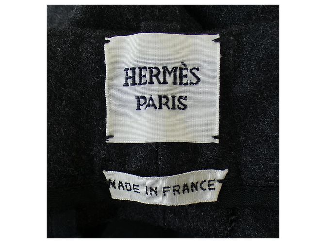 Calças de Lã Hermès 38 Marrom Cinza - vista 4