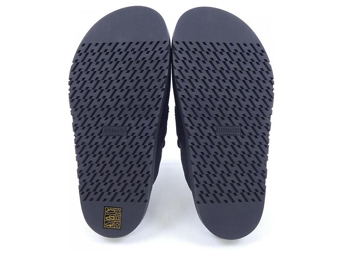 Sandali in Vitello Scamosciato Hermès Nero - vista 4