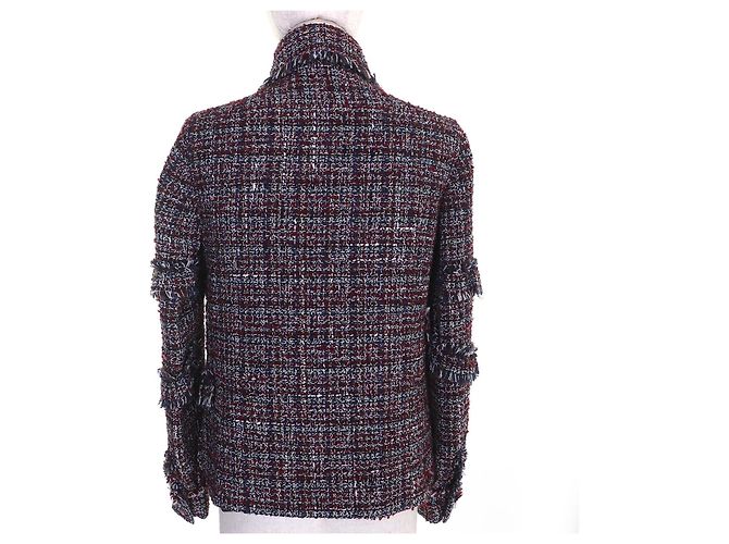 Chanel Dallas Mischgewebe Jacke Schwarz Weiß Rot Marineblau - Ansicht 3