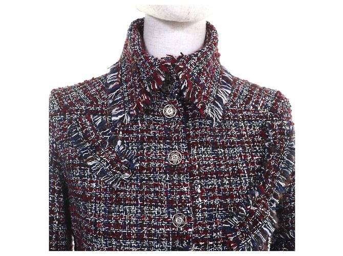Chanel Dallas Mischgewebe Jacke Schwarz Weiß Rot Marineblau - Ansicht 4