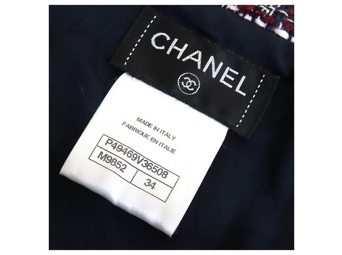 Chanel Dallas Mischgewebe Jacke Schwarz Weiß Rot Marineblau - Ansicht 7