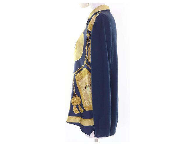 Camisa de manga larga de punto de cachemira Hermès Azul Azul marino - vista 2