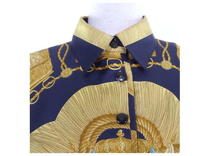 Camisa de manga larga de punto de cachemira Hermès Azul Azul marino - vista 4