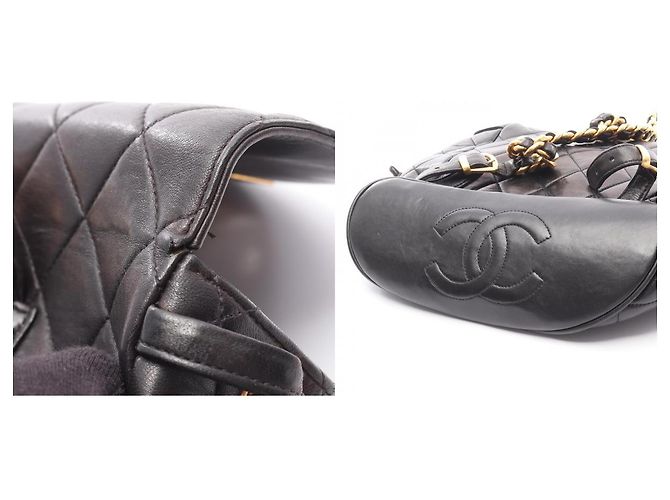 Timeless Chanel Matelassé Lammfell Rucksack Schwarz - Ansicht 10