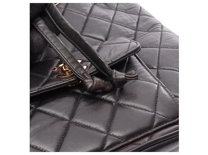 Timeless Chanel Matelassé Lammfell Rucksack Schwarz - Ansicht 8