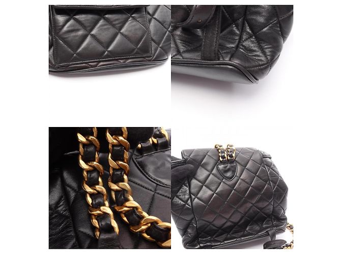 Timeless Chanel Matelassé Lammfell Rucksack Schwarz - Ansicht 9