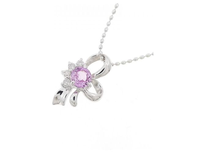 Autre Marque Collana in oro bianco Au750, zaffiro e diamante Argento - vista 3