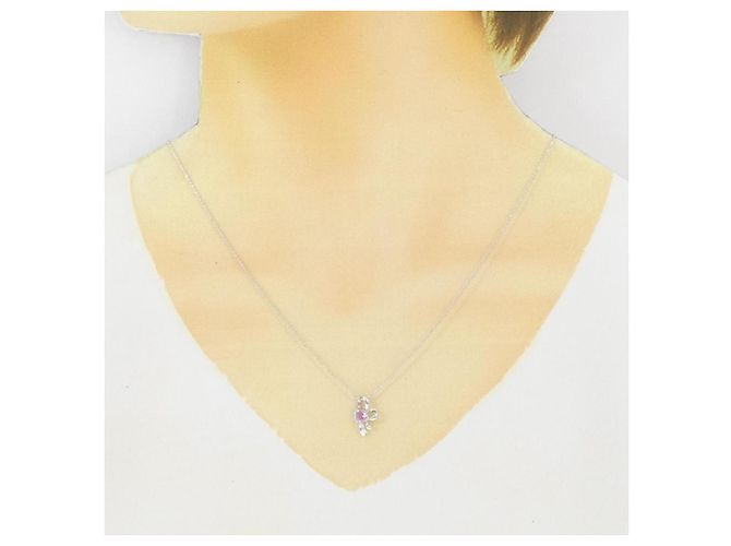 Autre Marque Collana in oro bianco Au750, zaffiro e diamante Argento - vista 6