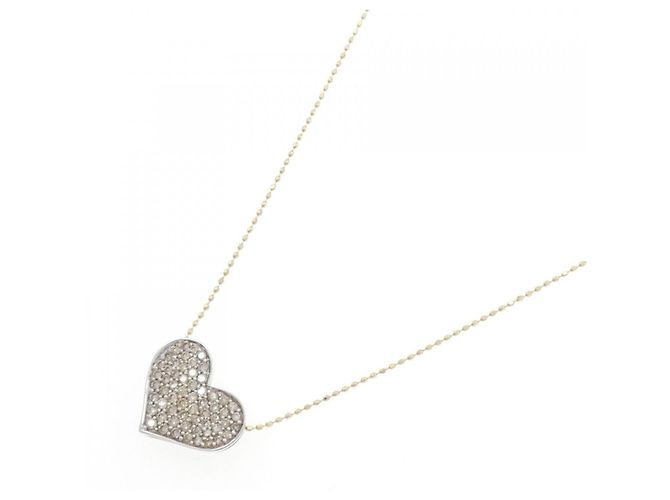 Autre Marque Collana con diamante a forma di cuore in oro bianco Au750 e oro giallo Au750 D'oro - vista 2