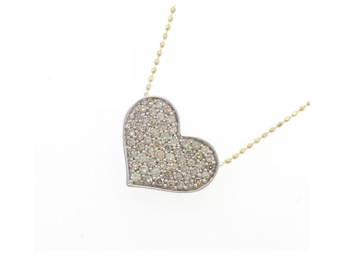 Autre Marque Collana con diamante a forma di cuore in oro bianco Au750 e oro giallo Au750 D'oro - vista 3
